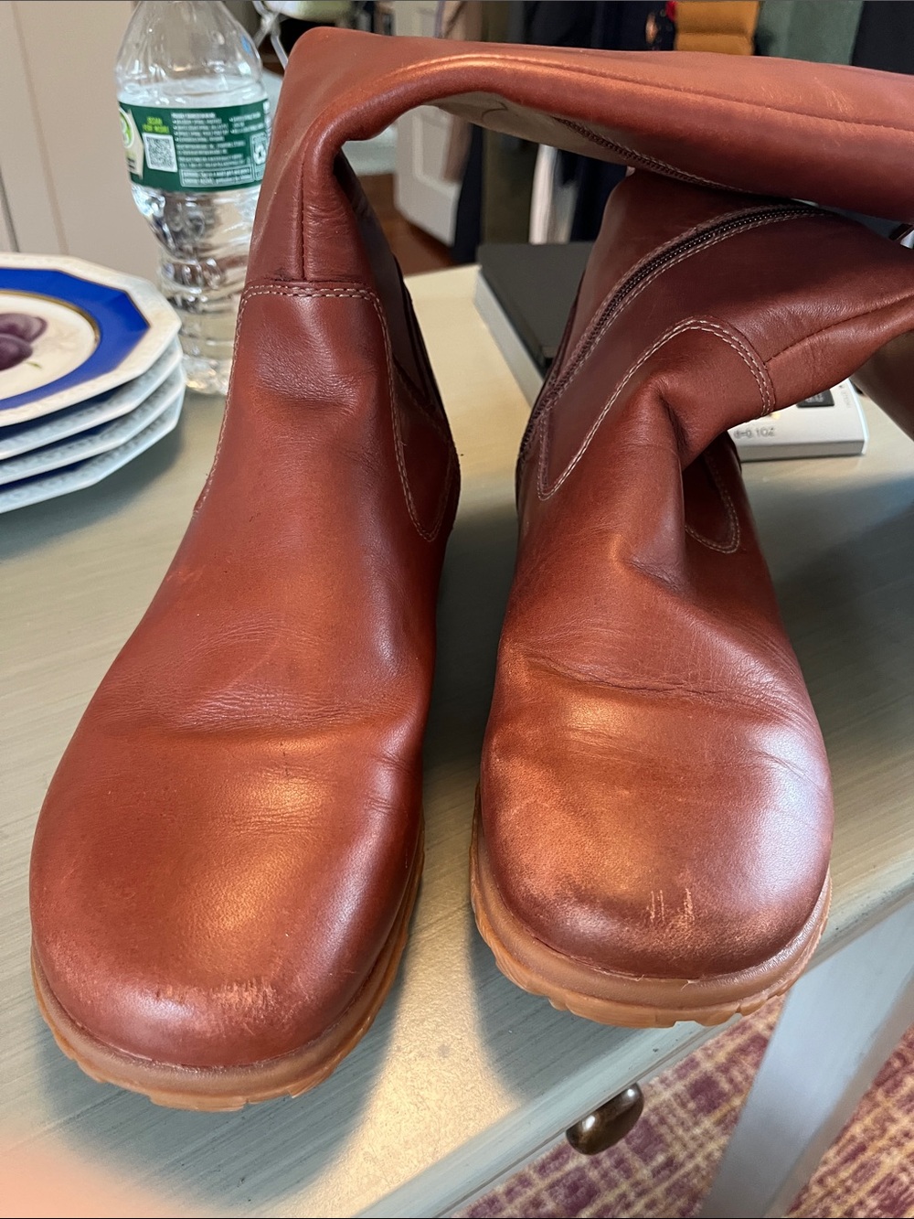 Bogs Leather Tall Boots Sz 10 Brown - Picture 3 of 7